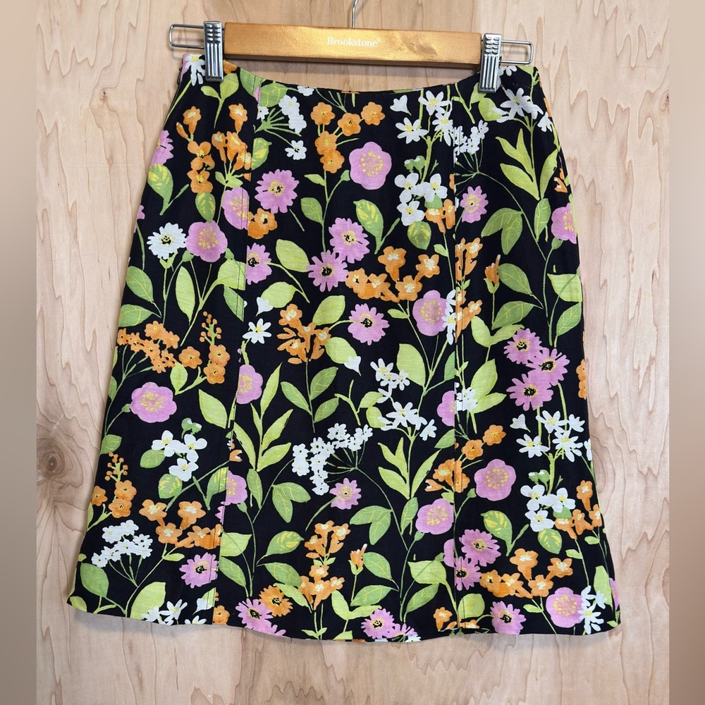 Sigrid Olsen Black Floral A-Line Skirt